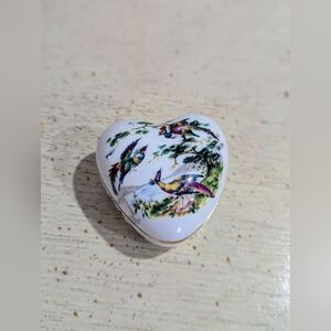 Heart-Shaped Ceramic Bird Trinket Box